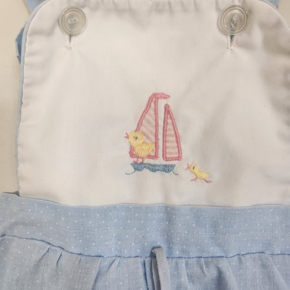 Vintage 80s Baby Boy Romper Coastal Cottagecore 1980s Romper Shorts Blue 6 mos - Picture 2 of 7